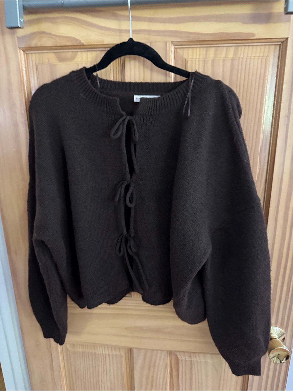 Sincerely Jules Brown Tie-Front Knit Cardigan
